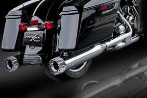 RC Components RCX 4.5" Excalibur Chrome Eclipse Tips Slip On Mufflers Harley FL - Picture 1 of 2
