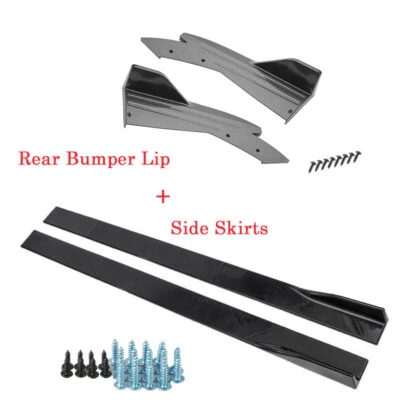 Carbon Fiber Side Skirts + Rear Bumper Lip Splitter For BMW E39 E46 E53 E90 E92 - Image 1 of 4