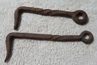 2 Vintage Forged 1/4" & 3/16" Twisted Square Stock Gate & Fence Hook Rustic