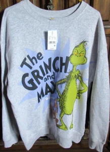 *NWT* DOUBLE- SIDED, GRINCH & MAX, HEATHER GREY SWEATSHIRT, **SIZE LARGE** - Picture 1 of 5