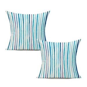 Blue Outdoor Throw Pillow Covers 18x18 Set of 2 Patio Bench Garden Porch Sunb... - Picture 1 of 2