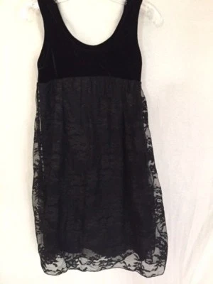 Flowers by Zoe Black Girls Size 7 Dress Velvet Top Lace Bottom Fully Lined - Image 1 of 4