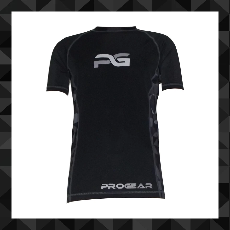 PULSE MENS BASE LAYER COMPRESSION TOP GYM FITNESS YOGA CROSSFIT BLACK & GREY - Image 1 of 1