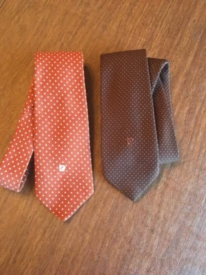 Corbatas Cuello Pierre Cardin Vintage Marrón Con Lunares Poliéster Logo Estilo Y2K Foto 1 de 4