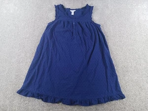 Adonna Sleepwear Womens Large Dress Blue Sleeveless Cotton Button - Picture 1 of 11