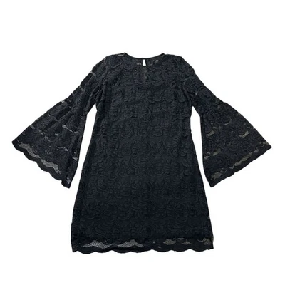 Y2K Black Lace Bell Sleeve Dress Witchy Dark Coquette Whimsigoth Women’s L  - Image 1 of 4