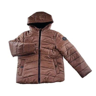 Chaqueta acolchada marrón Michael Kors niños talla 8 con capucha forrada Sherpa con bolsillos nueva con etiquetas Foto 1 de 4