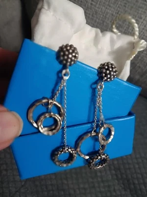 AmerWest/Pollack  Dangle Circle earrings  92.5g / SS vgc/exc - Image 1 of 4