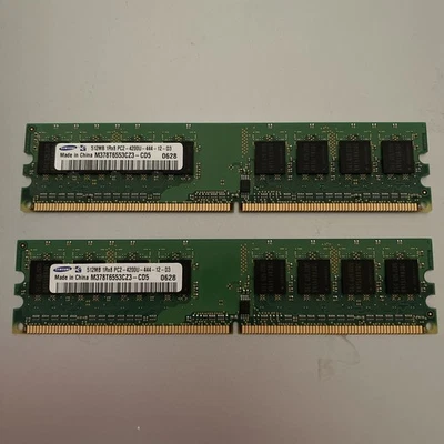 2x 512MB 1Rx8 PC2-4200U-444 Samsung RAM Modules. M378T6553CZ3. 1GB. - Image 1 of 3