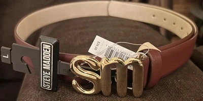 Cinturón para mujer Steve Madden marrón con hebilla dorada de 1,5 pulgadas de ancho.  Nuevo con etiquetas Talla L Foto 1 de 2
