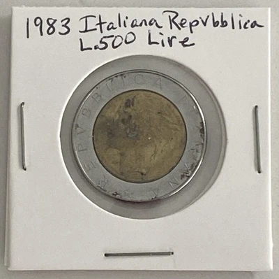 Moneda de 500 liras de la República Italiana 1983 Foto 1 de 2