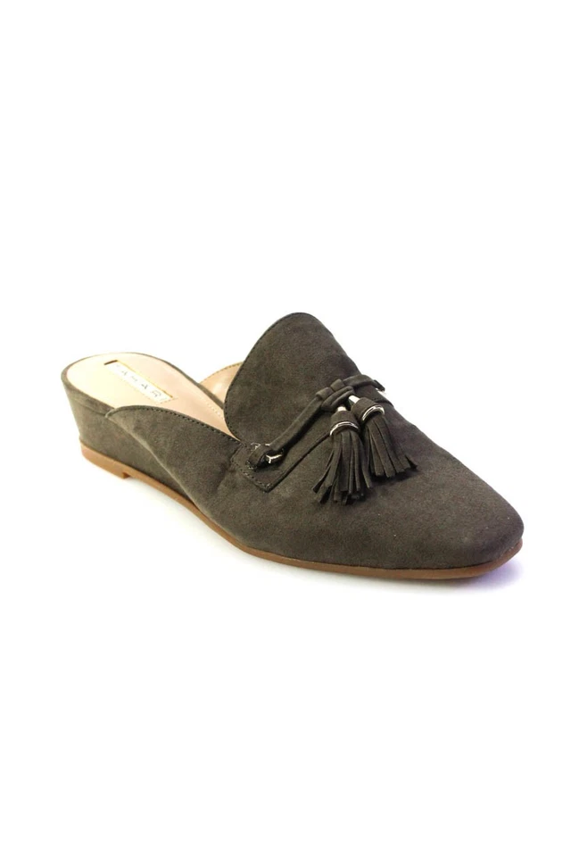 Zapatos de salón Tahari para mujer Reveal gamuza borla cuña baja gris talla 7 Foto 1 de 4