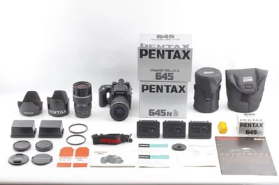 2Lenses [MINT/ Box] Pentax 645N FA 45-85mm 80-160mm 120 Film Back x 3 From JAPAN - Image 1 of 4