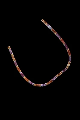 Collana con chiave greca, collana in argento placcato oro, motivo meandro - Immagine 1 di 4