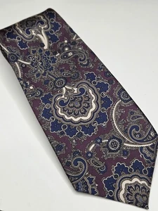 Vintage Oscar De La Renta Paisley Silk Necktie Purple Blue Made in USA 57 x 3.5 - Picture 1 of 3