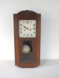 Vintage Art Deco Wind Up Chiming Wall Clock For Repair - Picture 1 of 8