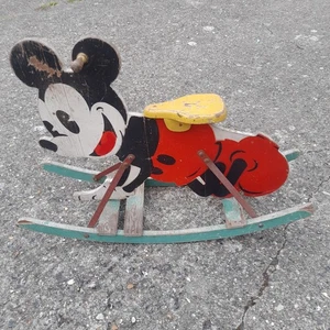 VINTAGE 1940s? MICKEY MOUSE WOODEN ROCKING CHAIR TOY TRIANG DISNEY - Picture 1 of 15