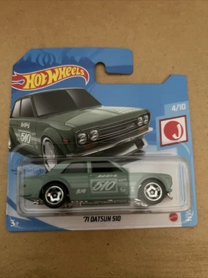 HOT WHEELS ‘71 DATSUN 510 GREEN SHORT CARD 2019 HW J-IMPORTS - Image 1 of 2