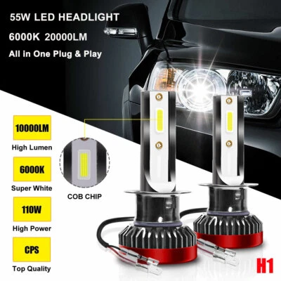 Copia 55W H1 20000LM Coche COB LED Faros Bombilla Lámpara Kit Xenón Blanco 6000K - Imagen 1 de 4
