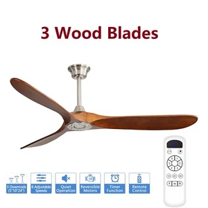 Large Ceiling Fan No Light 60'' Reversible Modern Farmhouse Bedroom Ceiling Fans - Picture 1 of 20