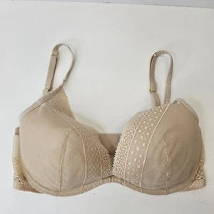 Incredible by Victoria's Secret Plunge Mesh Lace Overlay BH 34DD Nude - Bild 1 von 15