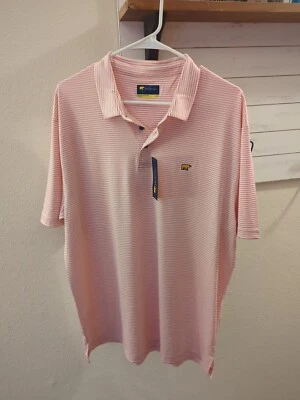 Nueva camisa de golf Jack Nicklaus para hombre grande rosa/blanco a rayas Foto 1 de 4