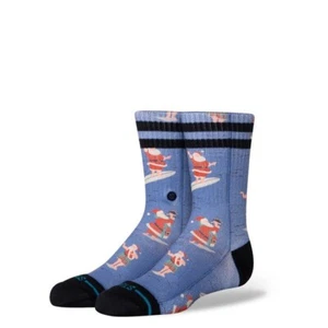STANCE SURFING SANTA Kid's Crew Socks - BLU - Large (2-5.5) - NWT - Picture 1 of 3
