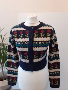 Urban Outfitters Max Cable Cropped Cardigan, Navy, Multicolour, Medium RRP £46 - Picture 1 of 6