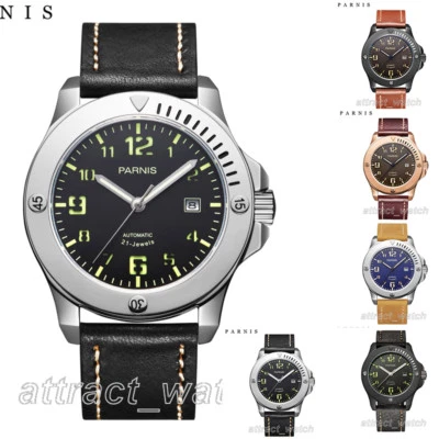 44mm Parnis Miyota 21 Jewels Automatic Men's Mechanical Watch Sapphire Crystal - Image 1 of 4