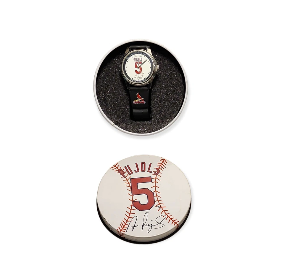 Albert Pujols MLB St. Louis Cardinals Baseball Watch with Tin Game Time 2004 - Image 1 of 4