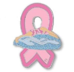 Pink Ribbon Swimmer Pin Sport Breast Cancer Awareness Swimming Pins New