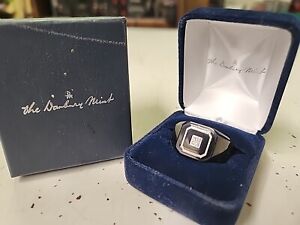 The Danbury Mint Ring Black Ice Diamond Men's  Stainless Steel Sz 13 With Box 