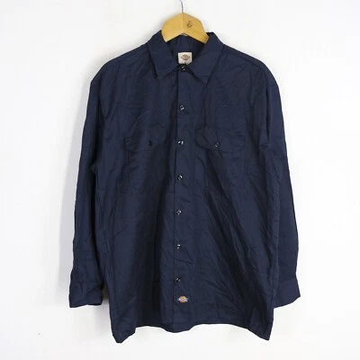 Camisa Dickies Talla L Hombre Algodón Azul Sólido Cuello Clásico Logo - Imagen 1 de 4