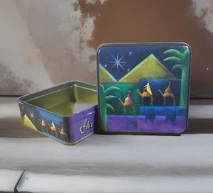 EMPTY 5.5” Square Tin Art by Libba Jones Star of wonder camels wisemen - Picture 1 of 6