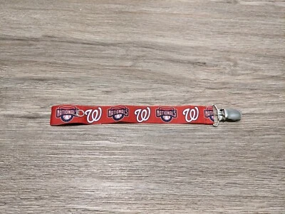 Pacifier Clip - Washington Nationals Themed - Choose Your Favorite Ribbon - Image 1 of 3