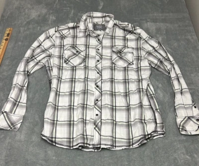 BKE Athletic Fit Black Pearl Snap Green Shirt Men's XXL Plaid Western Southern - Image 1 of 4