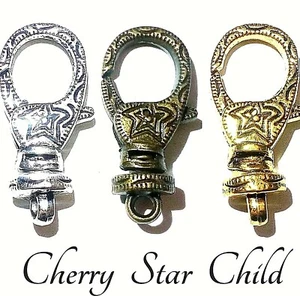 Gold silver bronze large embossed lobster star clasp with swivel base 360  - Bild 1 von 4
