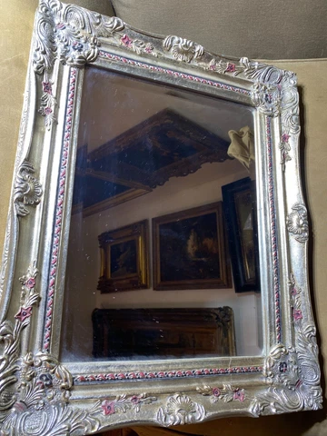 Silver Tone Wood Framed Rectangular Mirror - 16.5" Tall x 20.5" Wide x 1.5" Cover