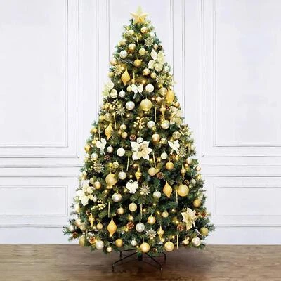8ft Luxury Decorated Christmas Tree - Portland Fir Xmas Empire Gold - 400 Lights