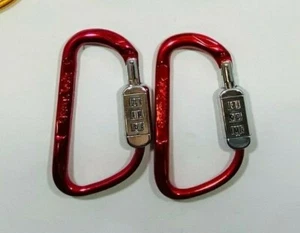 2er Pack Gear Lok Kombikarabiner ROT - NEU - für Schlüssel Fahrräder Schließfach Rucksack - Bild 1 von 1