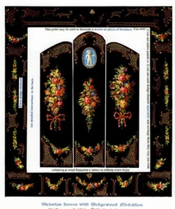 1:12 scale Natasha Beshenkovsky's Mini Decoupage- Victorian Screen w/Wedgewood  - Picture 1 of 12