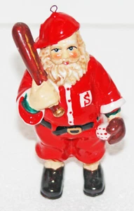 CHRISTMAS ORNAMENT BASEBALL SANTA CLAUS  BATTER BAT BALL GLOVE RED SUIT VINTAGE - Picture 1 of 1