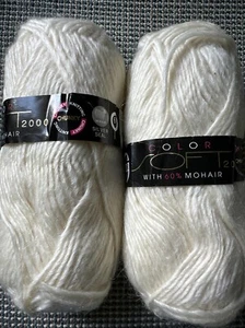 2  Skeins SIRDAR Color Soft 2000 Mohair Chunky Yarn Cream 100g / 125 yds Ea - Picture 1 of 3