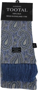 Tootal Mens Retro Sky Blue Weller Paisley 100% Silk Scarves - Picture 1 of 2
