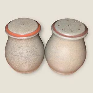 Denby Marrakesh Salt & Pepper Pot Shakers Brown Rim Vintage Hardly Used - Picture 1 of 5