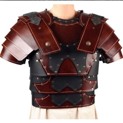 Medieval Rivet PU Leather Splicing Chest Armor Vest Cosplay Halloween Costume - Image 1 of 4