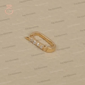Natural Pave Diamond Solid 14K Yellow Gold Clasp Finding Handmade Charm Jewelry - Picture 1 of 8