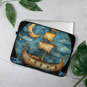 Viking Ship Themed Laptop Cover Case Sleeve Boat Norse - Picture 1 of 3