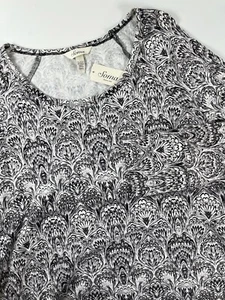 New Soma Embraceable Sleep Shirt Womens S Black Marble Ivory Pajamas Long Sleeve - Picture 1 of 6