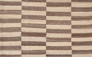 Nature Dye Kilim Brown/ Ivory Reversible Accent Rug 3'x5' Hand woven Wool Carpet - Picture 1 of 10